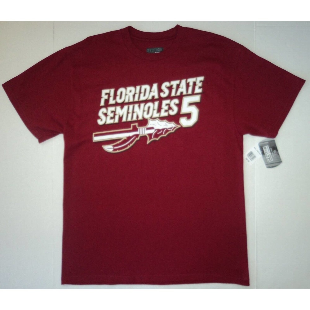 Florida State Seminoles Mens L T Shirt Number 5 Maroon Burgundy New With Tags